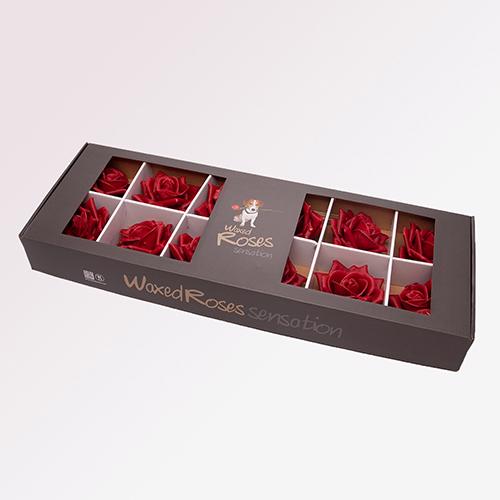 10x Dc wax zijden roos rood 10cm